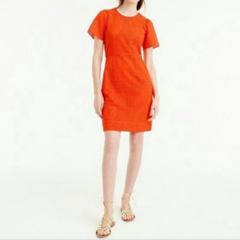 JCrew flutter sleeve eyelet dress